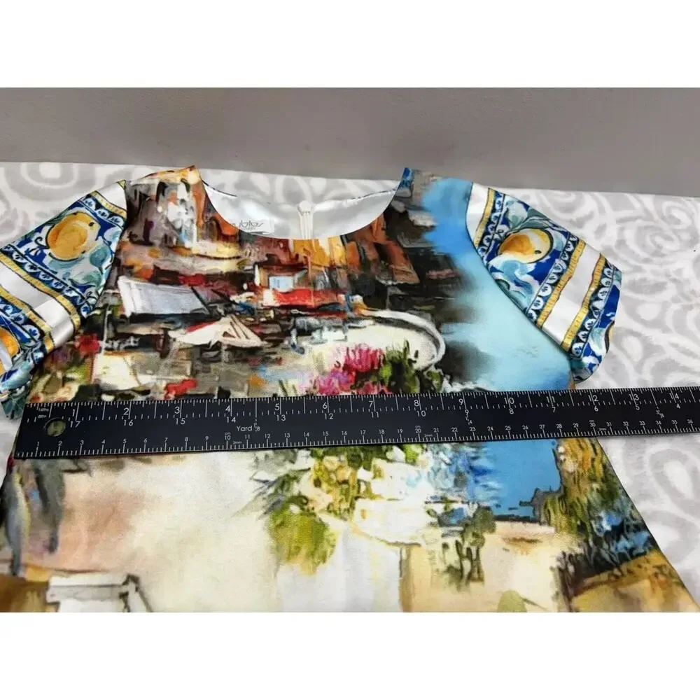 BYBLOS Baby Size 3 months Lemon Tropics Print Floral Designer Baby Dress Lined